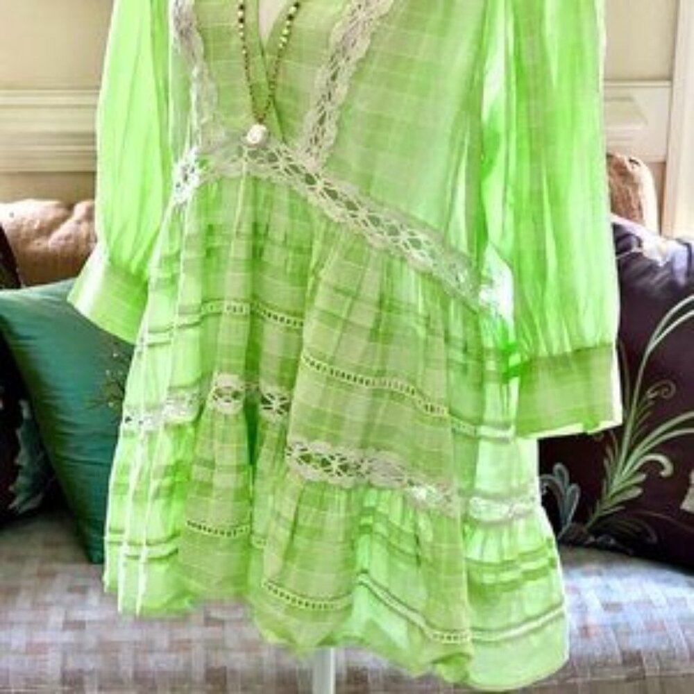 Free People Time Out Deep V Neck Lace Trim Top NWOT - Picture 7 of 14